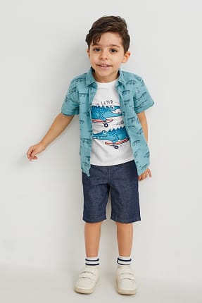 Conjunt - samarreta de màniga curta, camisa i pantalons curts - 3 peces