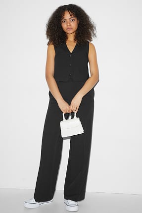 CLOCKHOUSE - pantalon de toile - high waist - wide leg