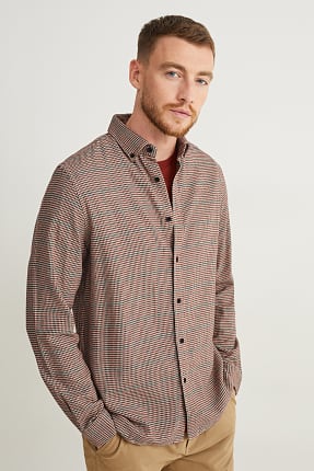 Camisa de franel·la - regular fit - button-down - de quadres