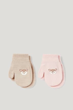 Lot de 2 paires - faon - moufles pour bébé