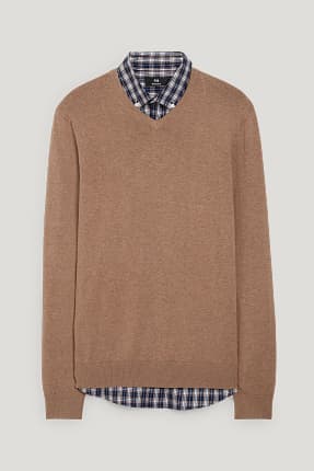 Jersei de punt fi i camisa - regular fit - button-down