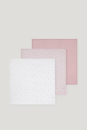 Multipack of 3 - flowers and polka dots - baby muslin square