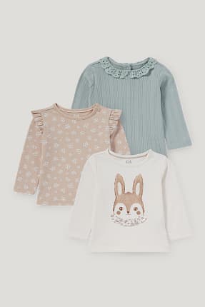 Paquet de 3 - conillets - samarreta de màniga llarga per a nadó