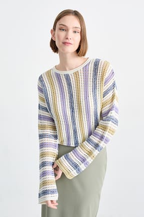CLOCKHOUSE - maglione dal taglio corto - a righe