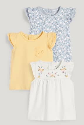 Paquet de 3 - floretes - samarreta de màniga curta per a nadó