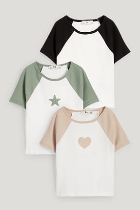 Multipack 3 ks - motiv srdce a hvězdy - tričko s krátkým rukávem