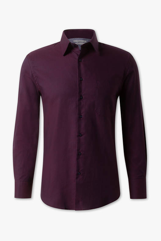 Bărbați - Business shirt - regular fit - Kent collar - extra short sleeves - bordo
