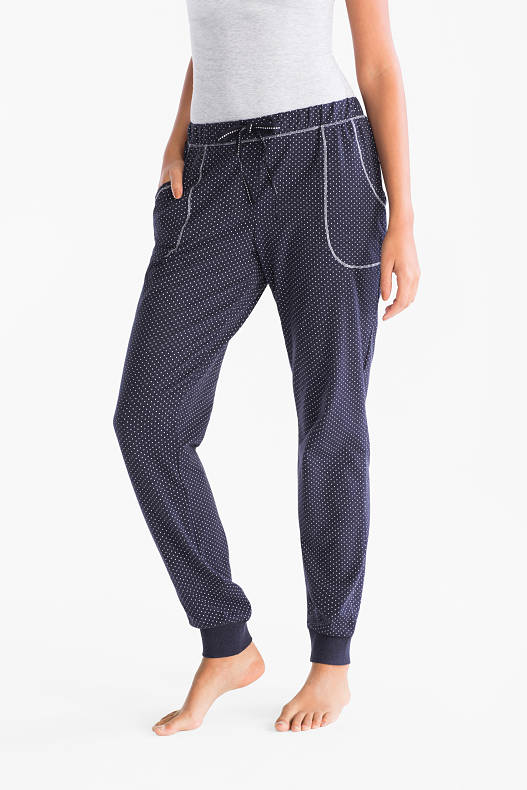 Promoții - Pantaloni de pijama - cu buline - albastru închis / alb
