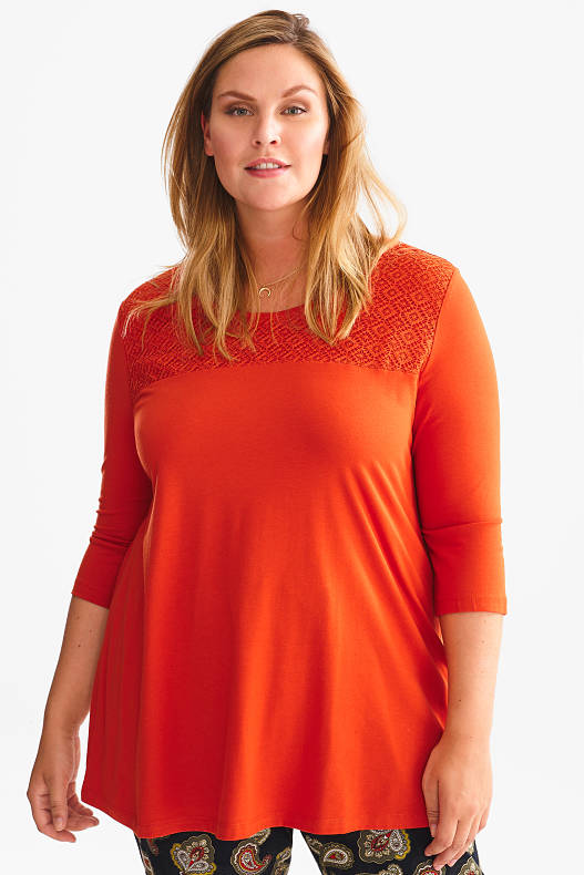 Femme - T-shirt - orange foncé