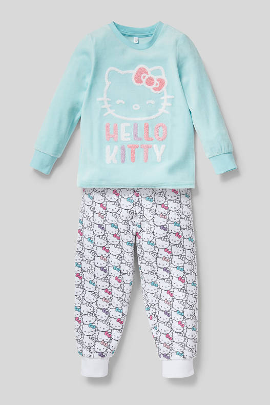 Copii - Hello Kitty - pijama - 2 piese - turcoaz deschis