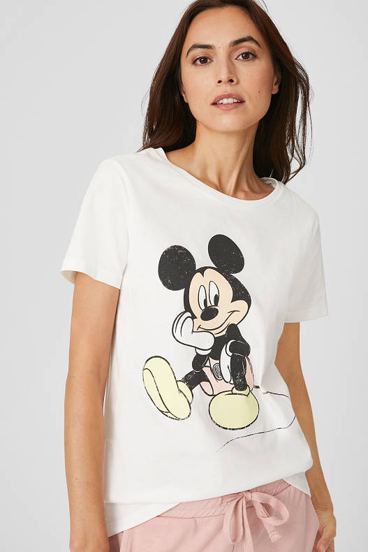 Tendință - Tricou - Mickey Mouse - alb-crem