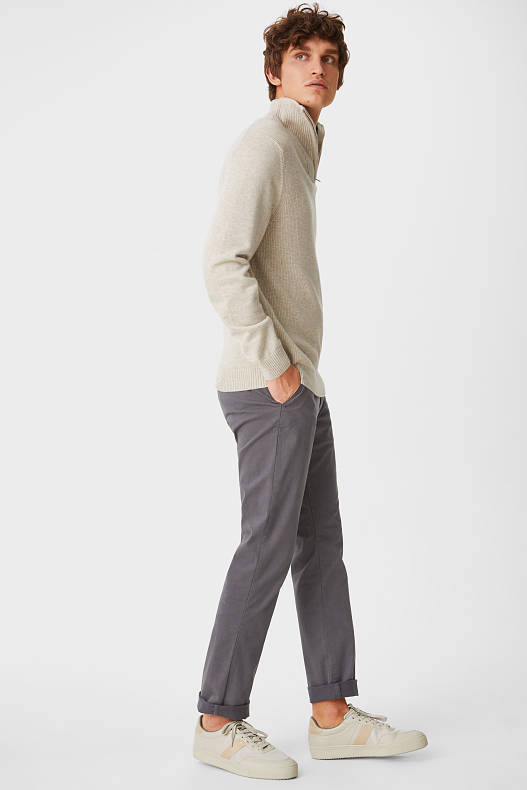 Homme - Chino - regular fit - gris