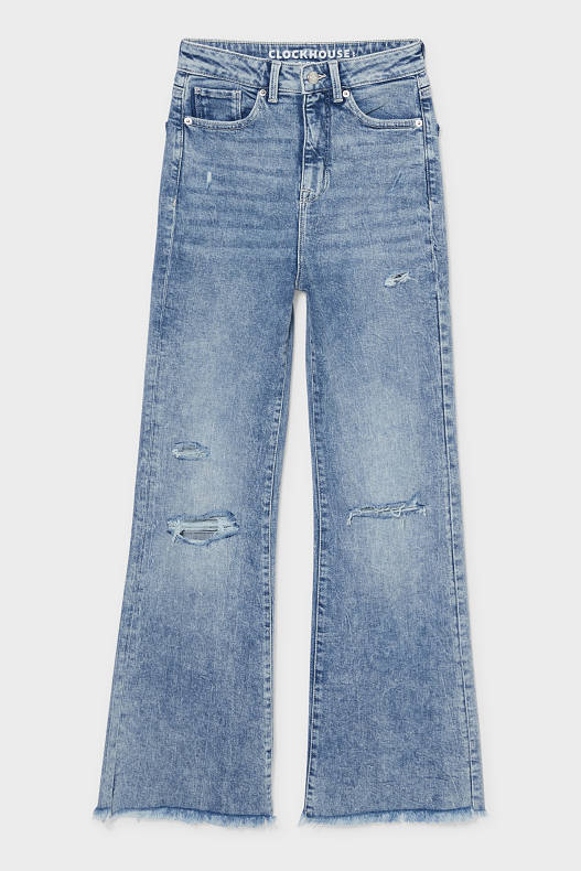 Promoții - CLOCKHOUSE - flare jeans - high waist - denim-albastru deschis