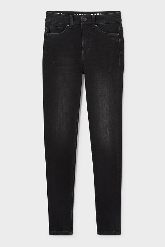 Ženy - CLOCKHOUSE - skinny jeans - high waist - černá