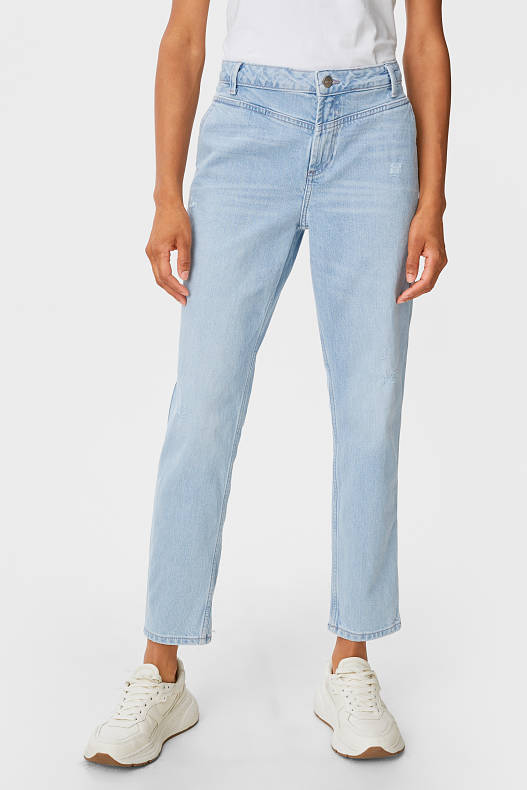 Femei - Premium straight tapered jeans - denim-albastru deschis