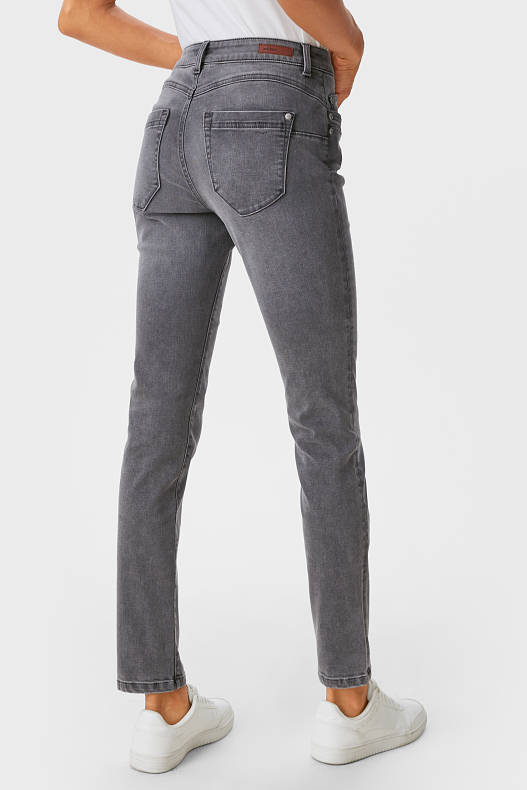 Ženy - Slim jeans - mid waist - džíny - šedé