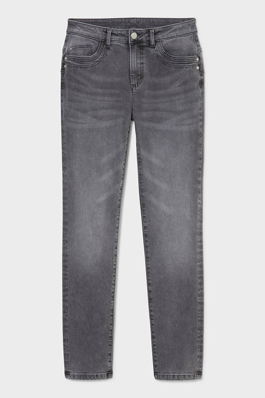 Ženy - Slim jeans - mid waist - džíny - šedé