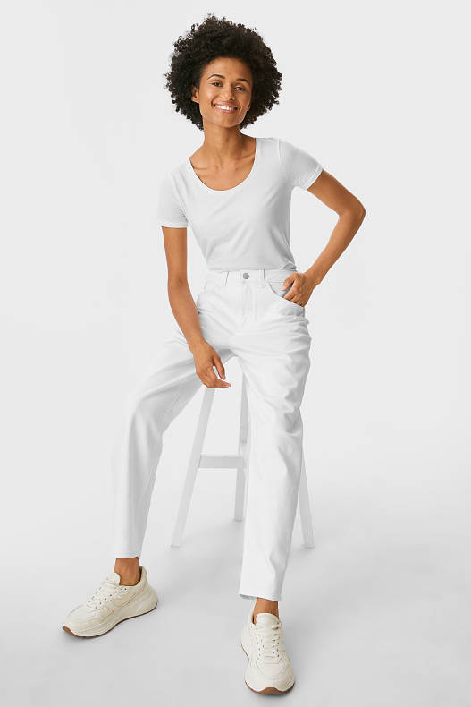 Tendenze - Balloon jeans - a vita alta - bianco crema