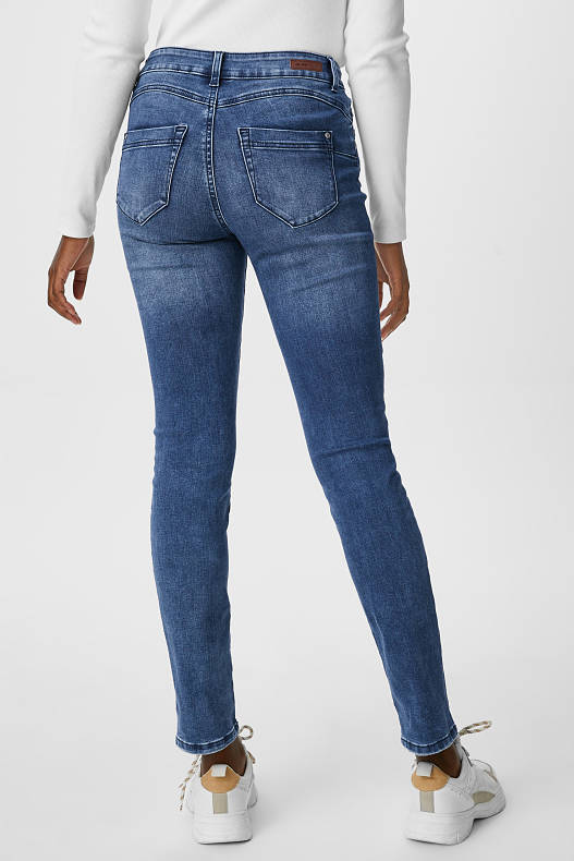 Ženy - Slim jeans - mid waist - džíny - modré