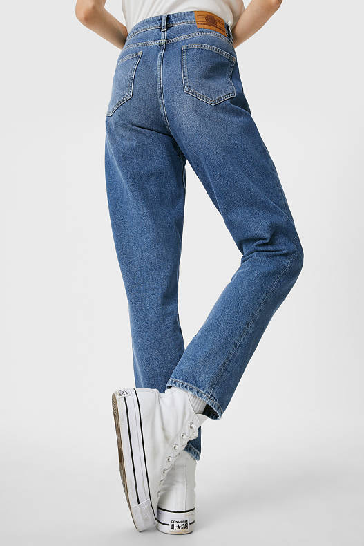 Femei - Jinglers - mom jeans - high waist - denim-albastru