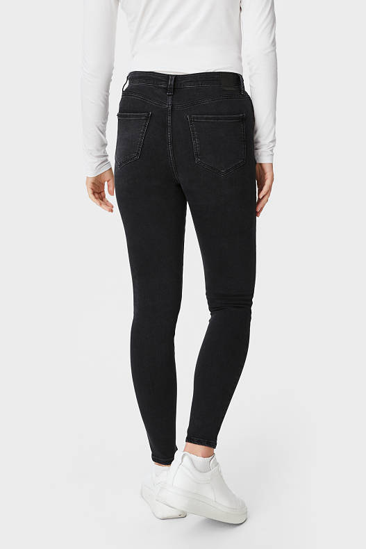Ženy - Skinny jeans - super high waist - džíny - tmavošedé