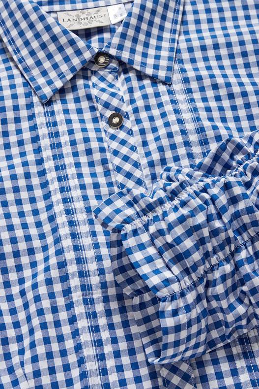 Promoții - Bluză tradițională bavareză - în carouri - alb / albastru