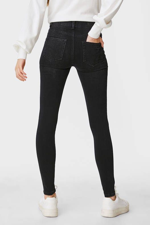 Ženy - CLOCKHOUSE - skinny jeans - high waist - černá