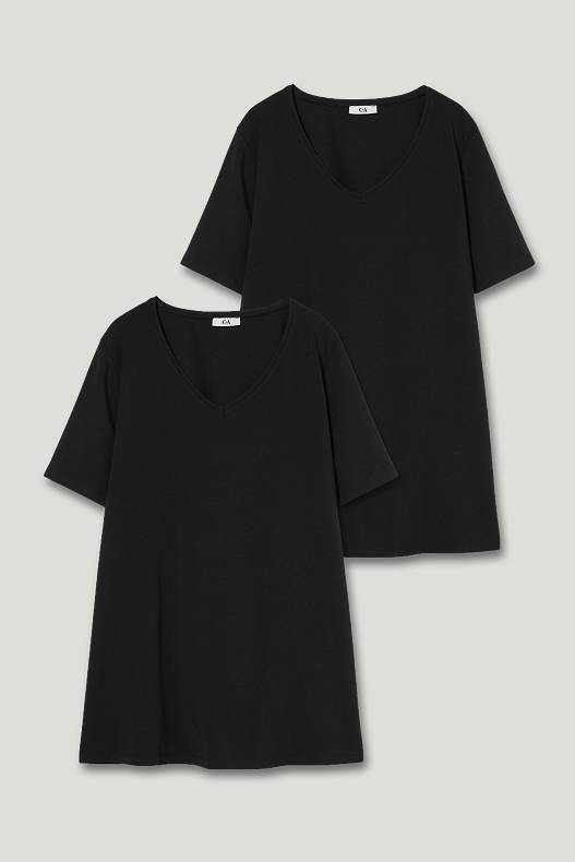 Tendance - Lot de 2 - T-shirts - noir