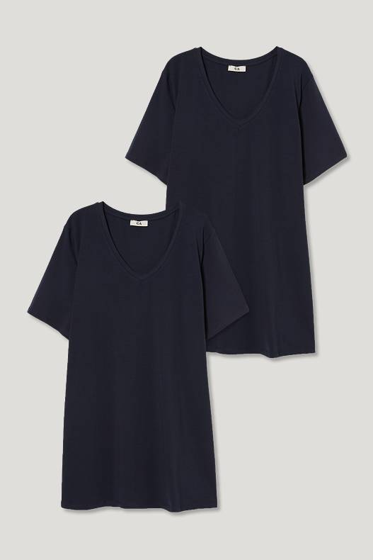 Femme - Lot de 2 - T-shirts - bleu foncé