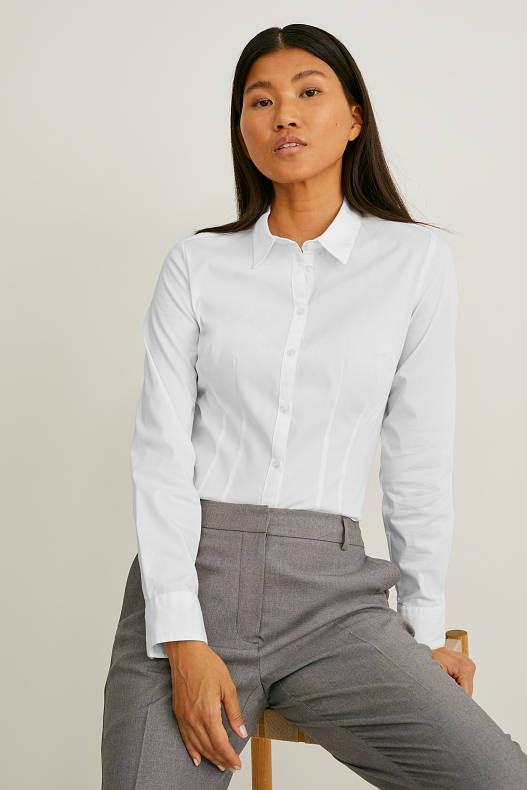 Femei - Bluză office - alb