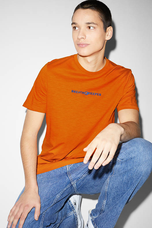 Homme - T-shirt - orange foncé