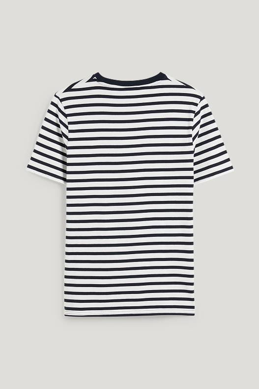 Homme - T-shirt - à rayures - bleu foncé / blanc