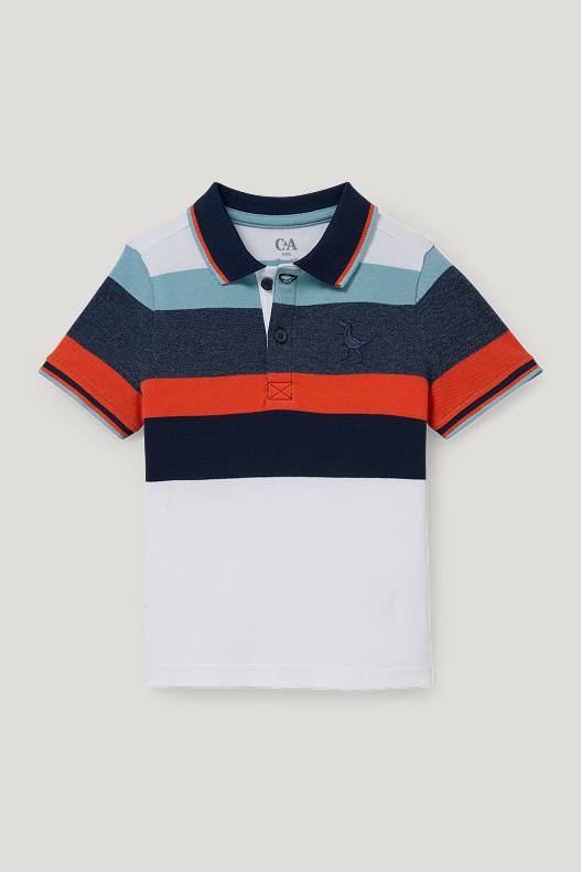 Bambini - Dinosauri - polo - a righe - blu scuro