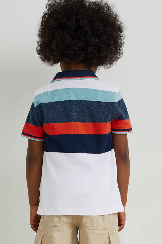 Bambini - Dinosauri - polo - a righe - blu scuro