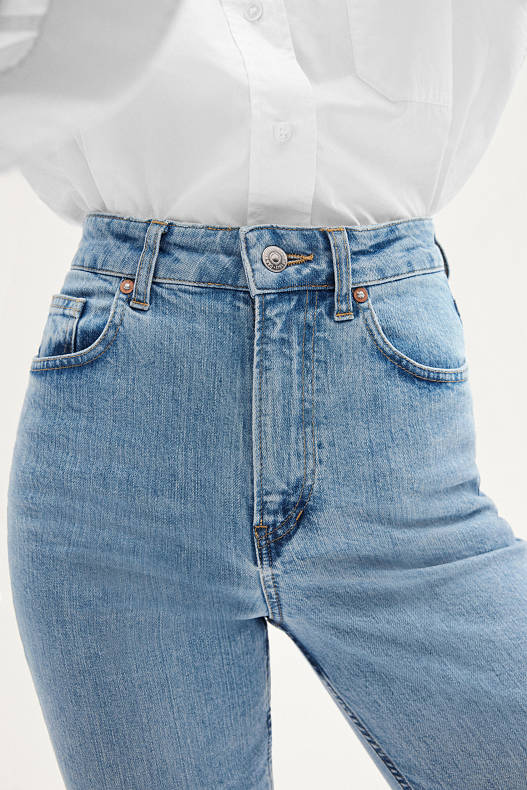 Slevy - Premium Denim by C&A - straight jeans - high waist - džíny - světle modré