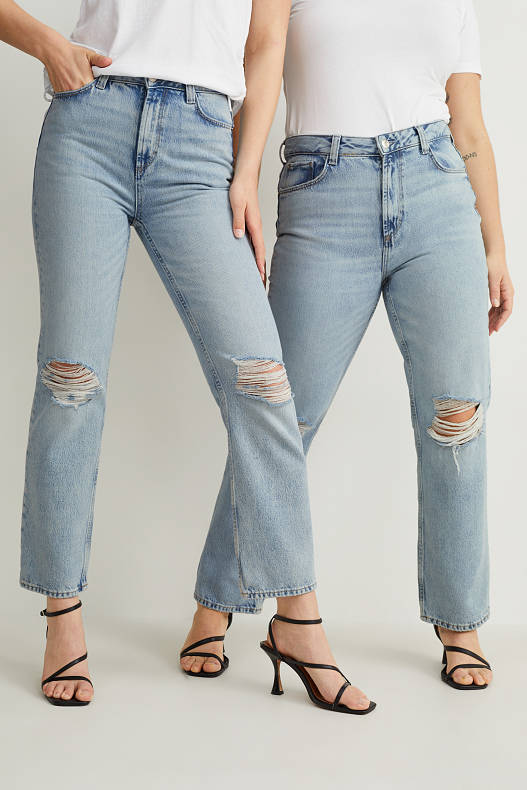 Rebaixes - Straight jeans - high waist - texà blau clar
