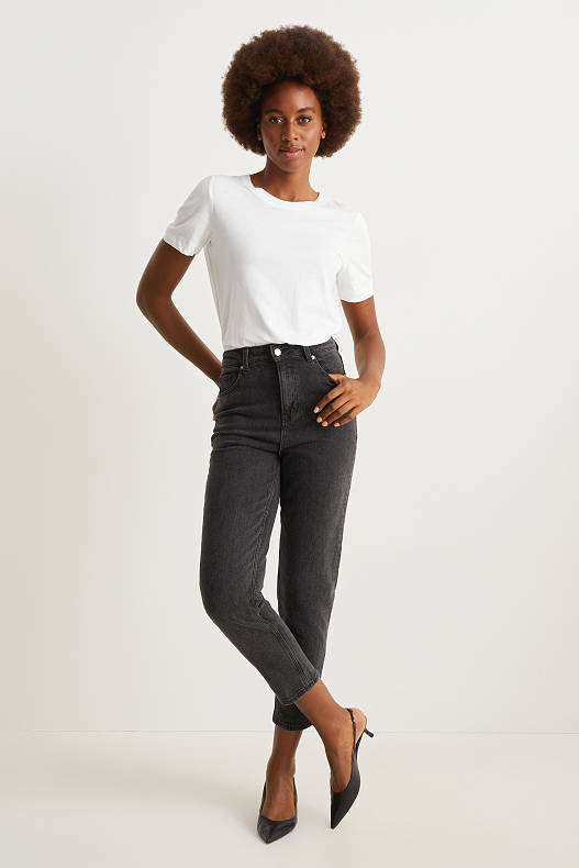 Ženy - Mom jeans - high waist - LYCRA® - džíny - šedé