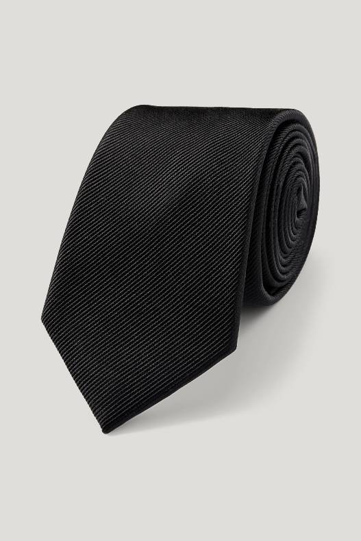 Bărbați - Cravată de mătase - negru