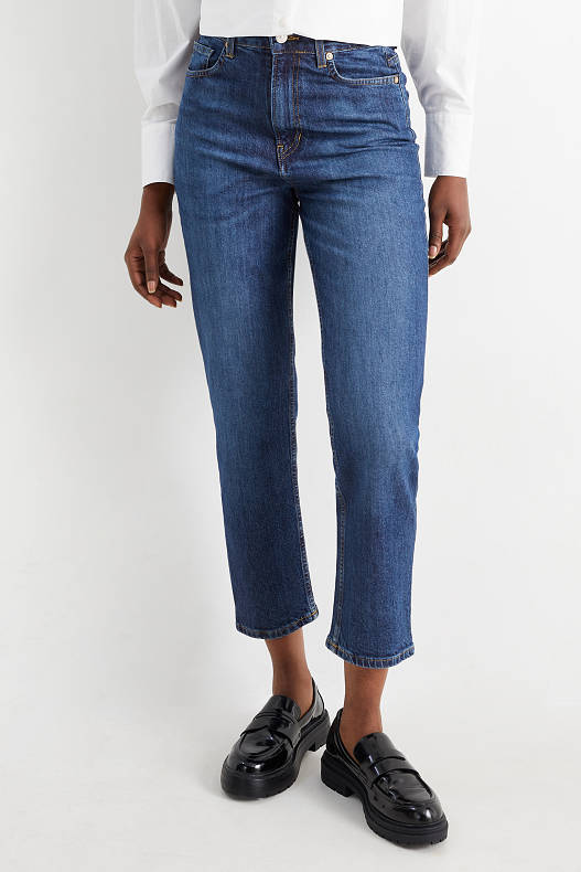 Femme - Straight jeans - high waist - jean bleu