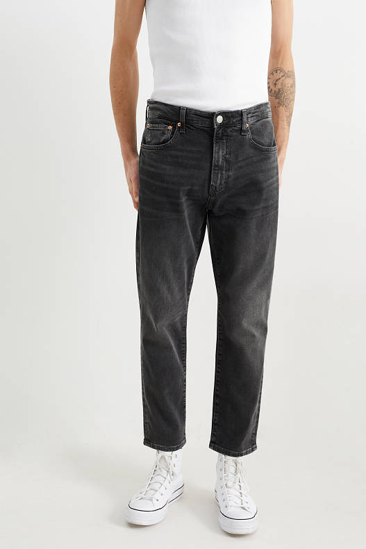 Muži - Relaxed tapered jeans - džíny - tmavošedé