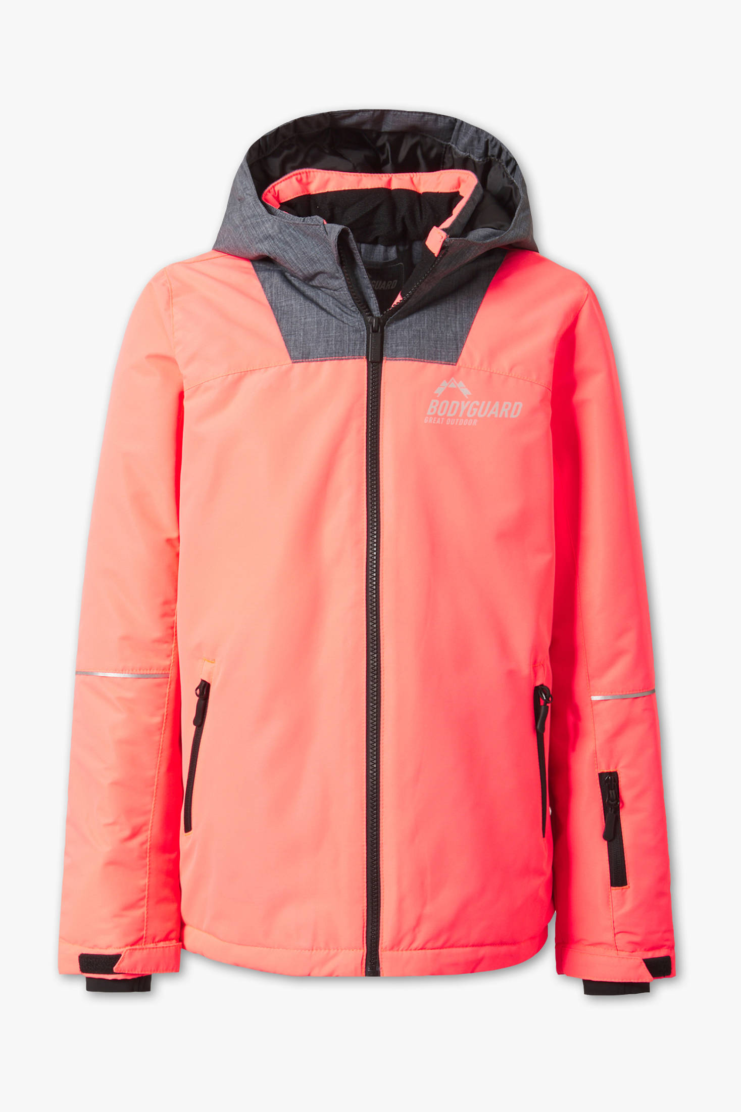 neon pink ski jacket