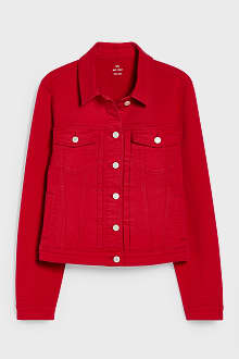 red blue jean jacket