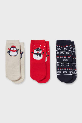 Lot de 3 paires - chaussettes de Noël antidérapantes pour bébé