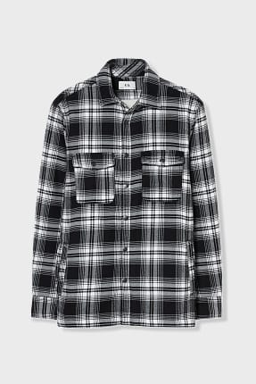 white flannel jacket
