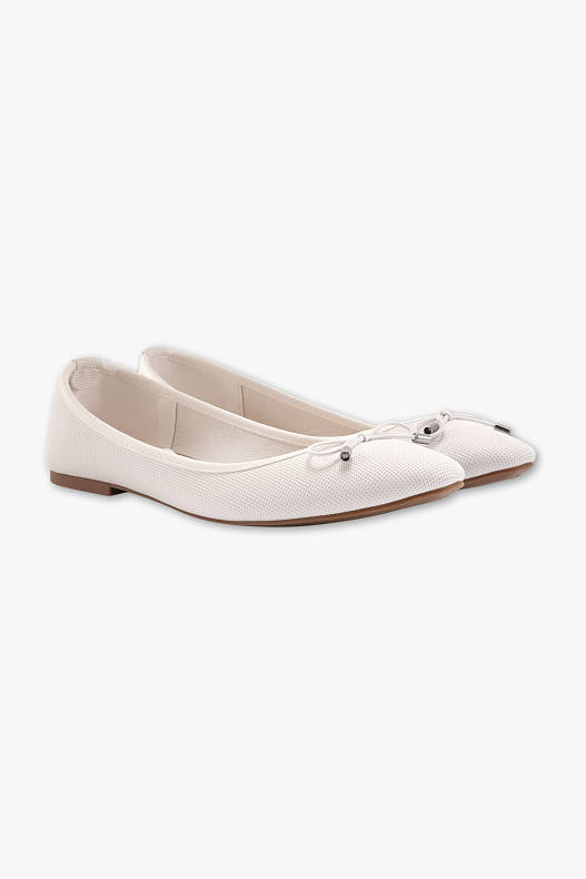 Off-white leren ballerina's - Dames | MANFIELD