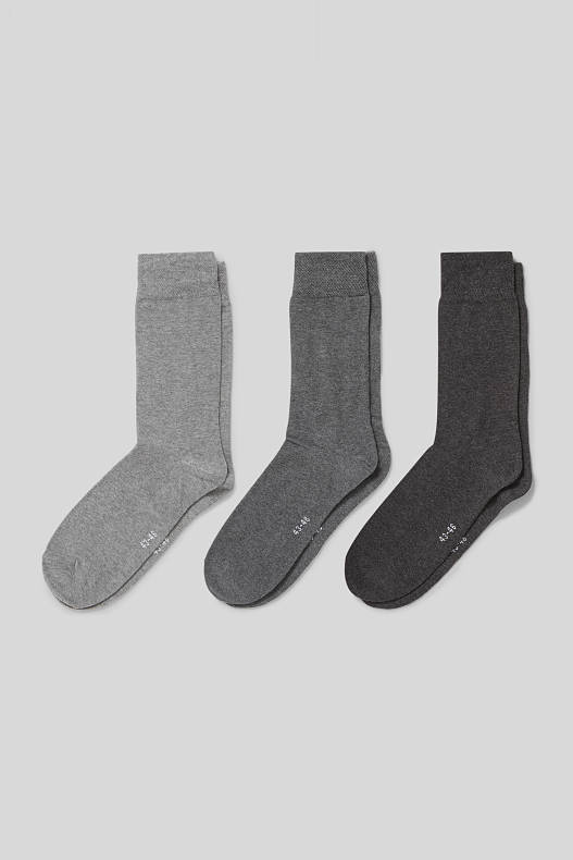 Heren - Set van 3 - sokken - biokatoen - donkergrijs / lichtgrijs