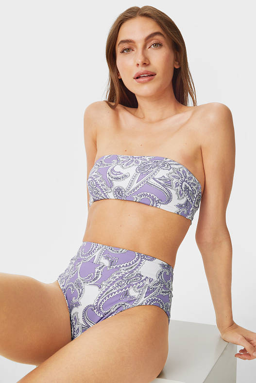 Tendencia - Top de bikini - bandeau - con relleno - Soft Touch - violeta claro