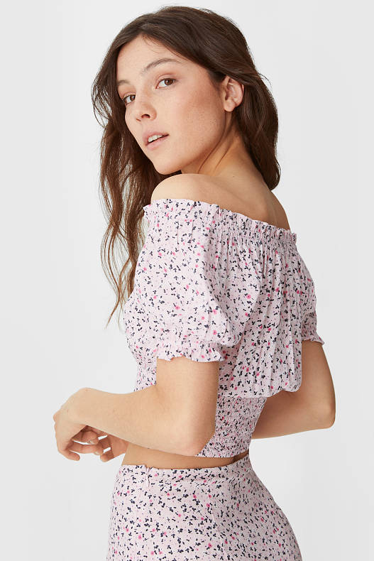 Femei - CLOCKHOUSE - bluză - cu flori - roz