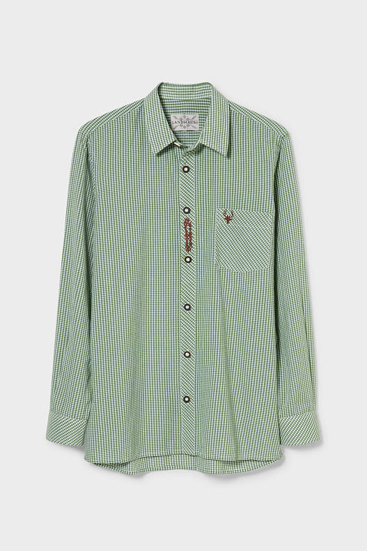 Trend - Trachtenoverhemd - Kent - geruit - groen