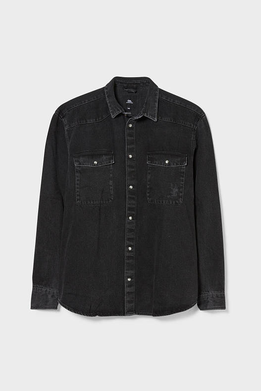 Sale - CLOCKHOUSE - denim shirt - regular fit - Kent collar - denim-dark gray